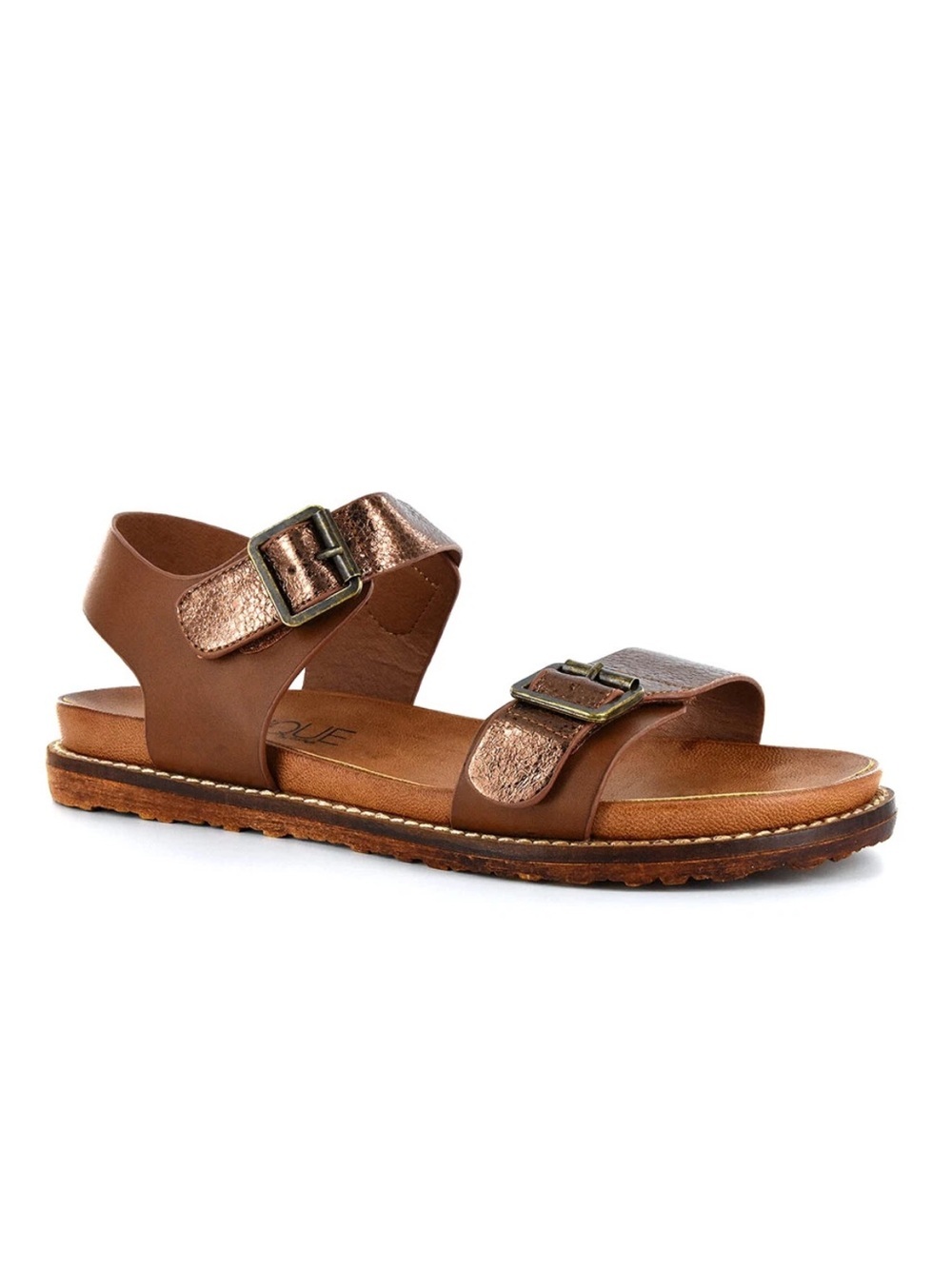 Boutique by Corkys Aria Sandal Sz 9 Metallic Bronze Buckle Comfy Sandals